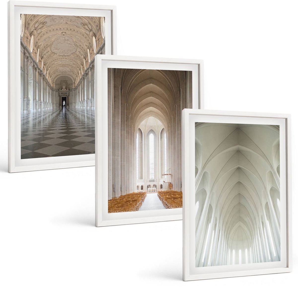 Coloray 3-Delige Schilderij Set - Interieurs Van Historische Gebouwen En Kathedralen - 40 x 60 - Stijlvolle Muurdecoratie - Slaapkamer