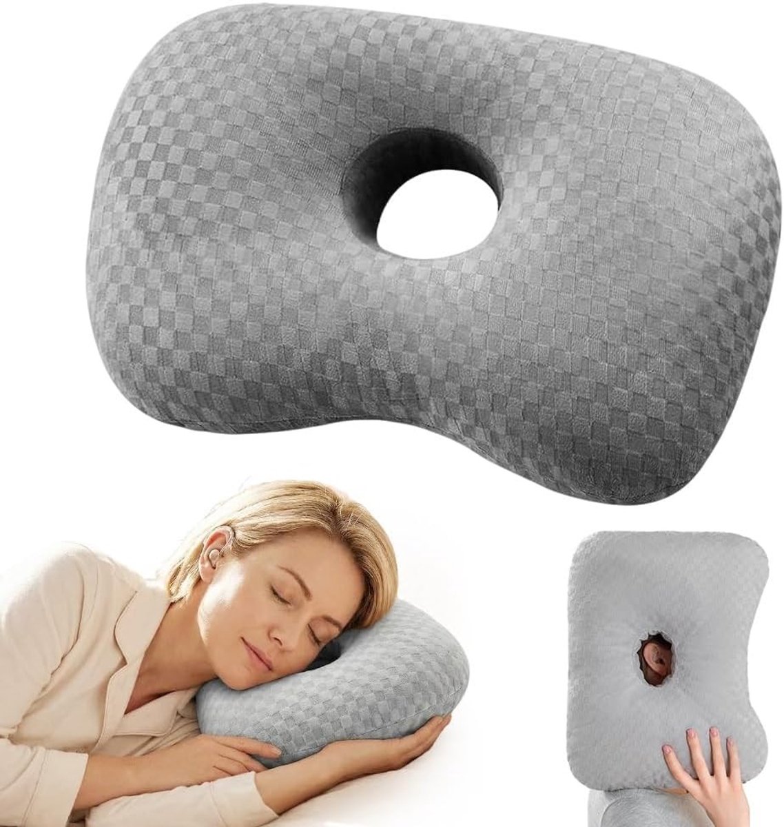 Ergonomisch Oor Piercing Kussen voor Zijslapers met Gat - Comfortabel Kussen voor Oorpijn en Slaapgemak
