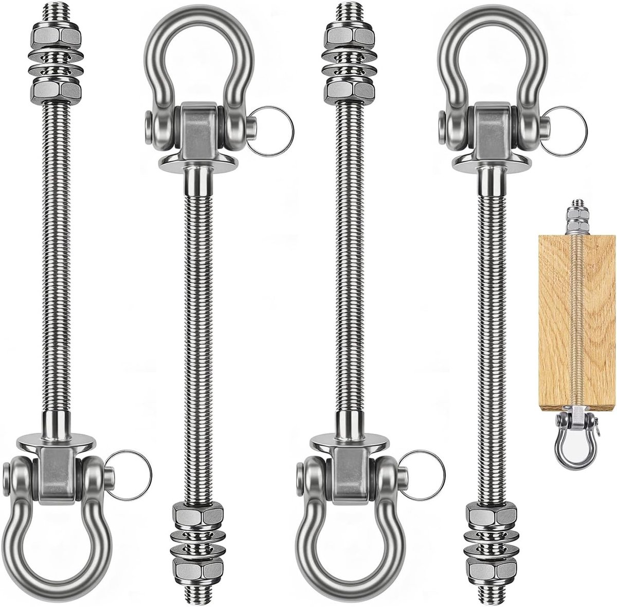 Zware Schommelhaak M10 - RVS - 225 mm - Draaibaar met Kogellagers - Voor Hangstoelen en Bokszakken