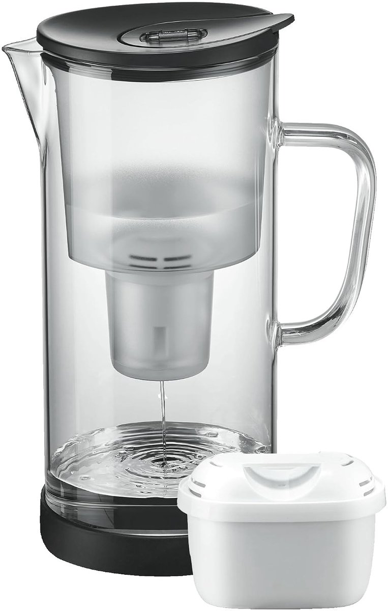 Waterjug - Glas - 3 liter - Borosilicaat met Filterpatroon - Voor Gezin en Thuisgebruik