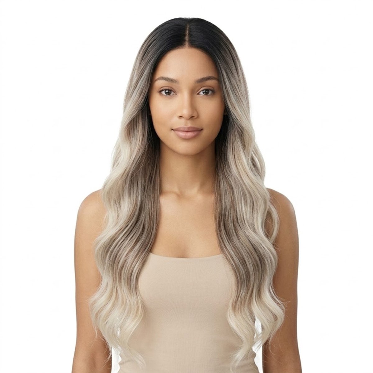 K&C Synthetische Lace Front Pruik - Scarlett (Donkerbruin naar lichtblonde Ombre Balayage)