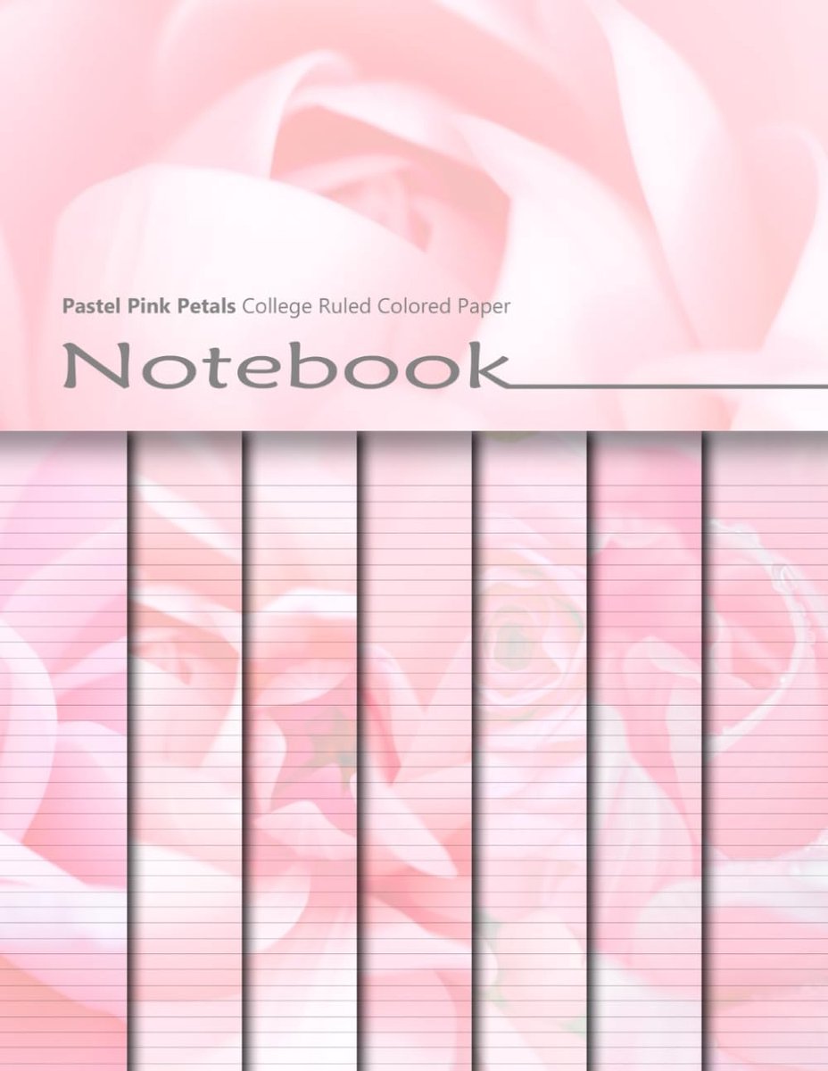 Pastel Pink Petals College Ruled Colored Paper Notebook: Decorative Blank Lined Journal With Romantic Floral - ShopVlot