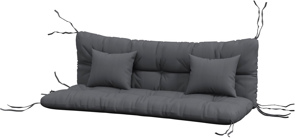 Set van 4 zitkussens, 150 x 50 cm, waterafstotend stoelkussen met bevestigingsbanden, geknoopt ontwerp, 10 cm dik, schommelstoelkussen voor thuis, in de tuin en op de bank