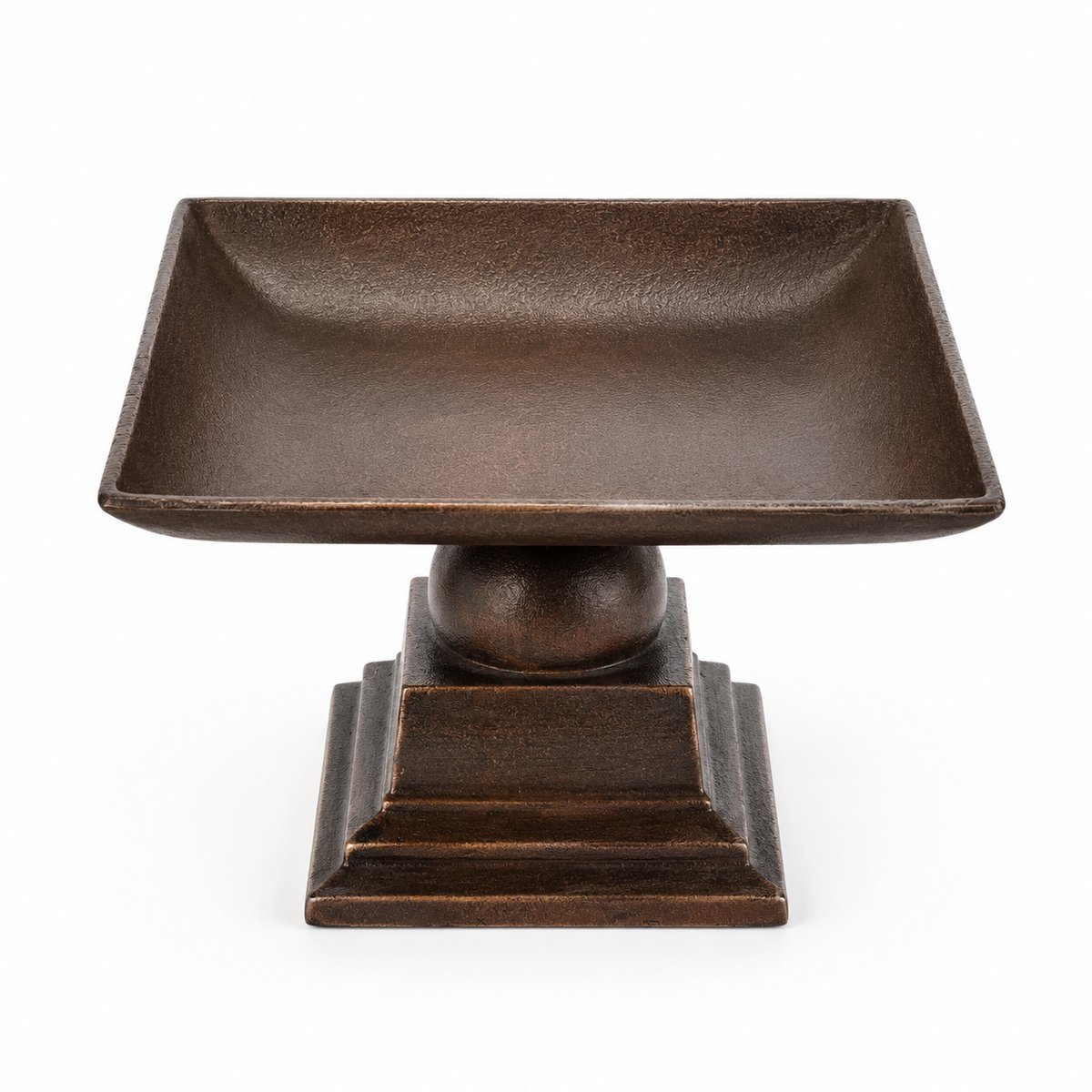 SENSE, Aluminium Schaal op Voet – Decoratieve Vierkante Schaal – Vintage Koper – Modern Landelijk & Hotel Chique