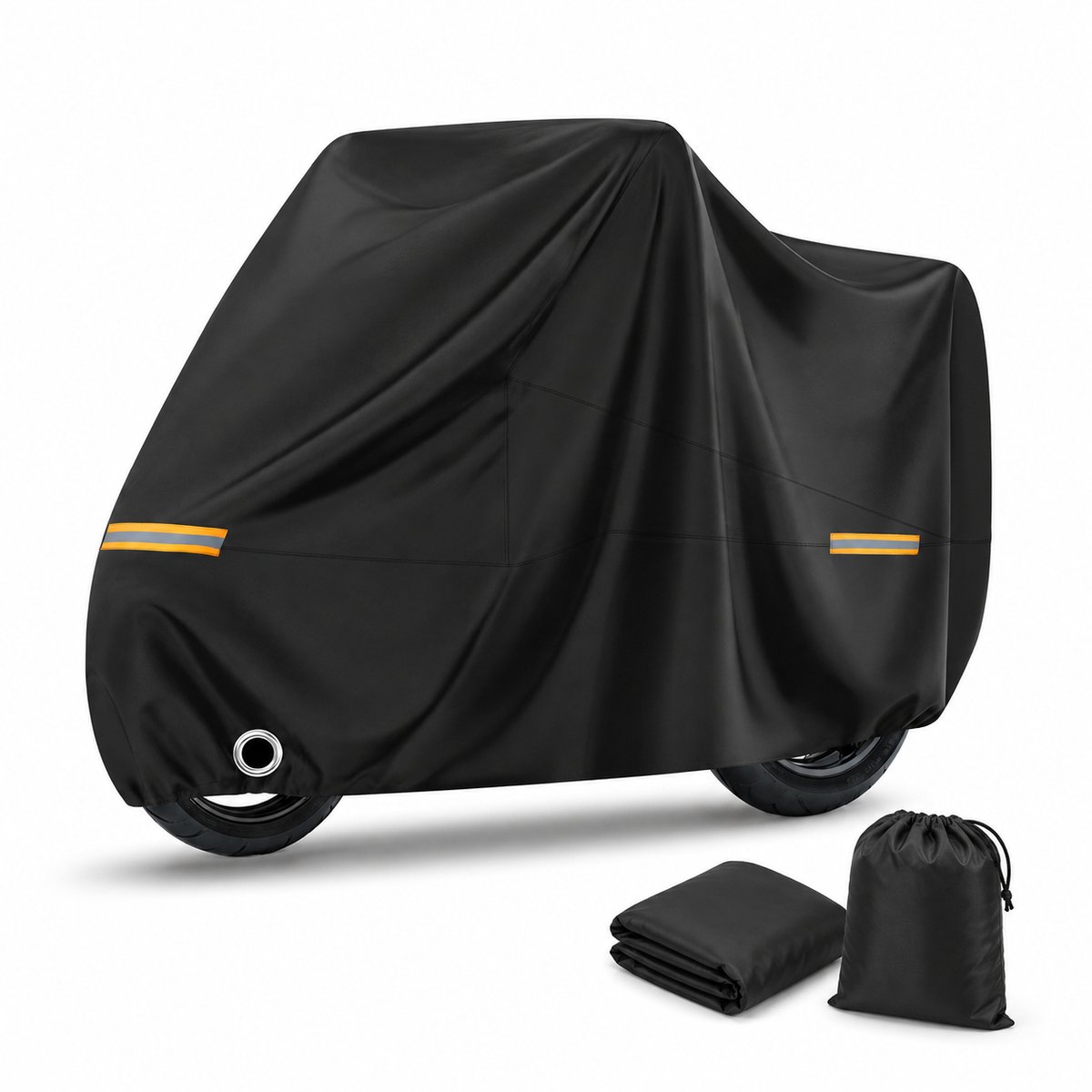 VHV-Motorhoes - Waterdicht - Universeel -XXXL(265*105*125CM)Voor buiten - Met slotgat - Zware kwaliteit - UV-bestendig - Regenhoes motor - Oxford stof - Zwart