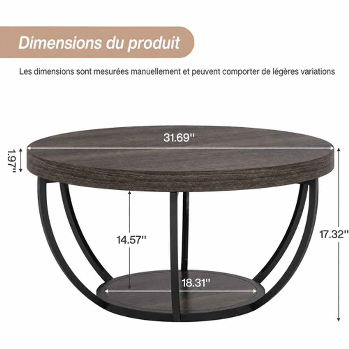 MODFU-Ronde-Salontafel-2-Laags-Hout-Metaal-Grijs
