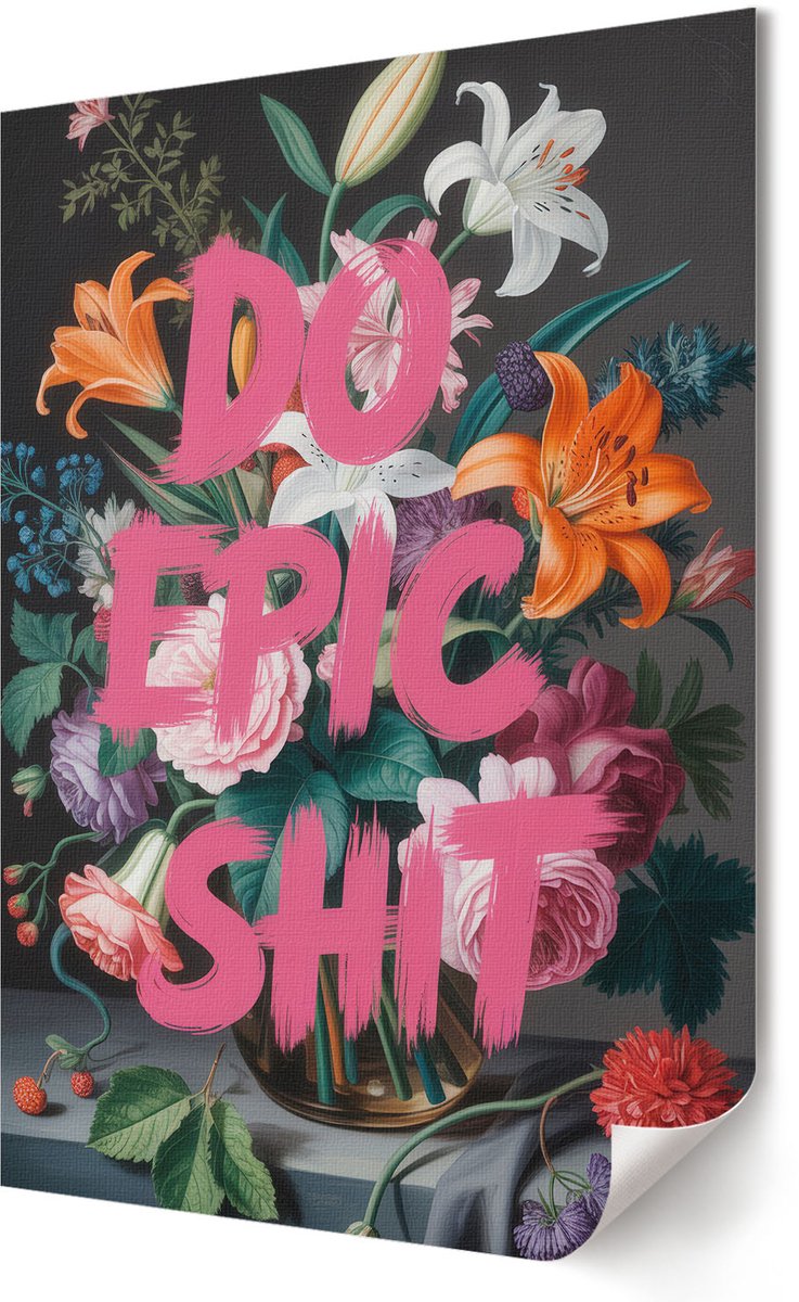 Coloray Canvas Poster Polycanvas - De Hond En De Kip, Illustratie - A2 - Roze Patroon - Rechthoek - Decoratieve poster - Woonkamer, Slaapkamer, Kantoor - Popcultuur