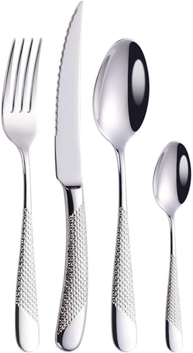 Roestvrij staal, elegant, exquisit, duurzaam, steakmessen, vork, lepel, voor thuis, hotel, restaurant, servies, nieuw huiscadeau (24 stuks)