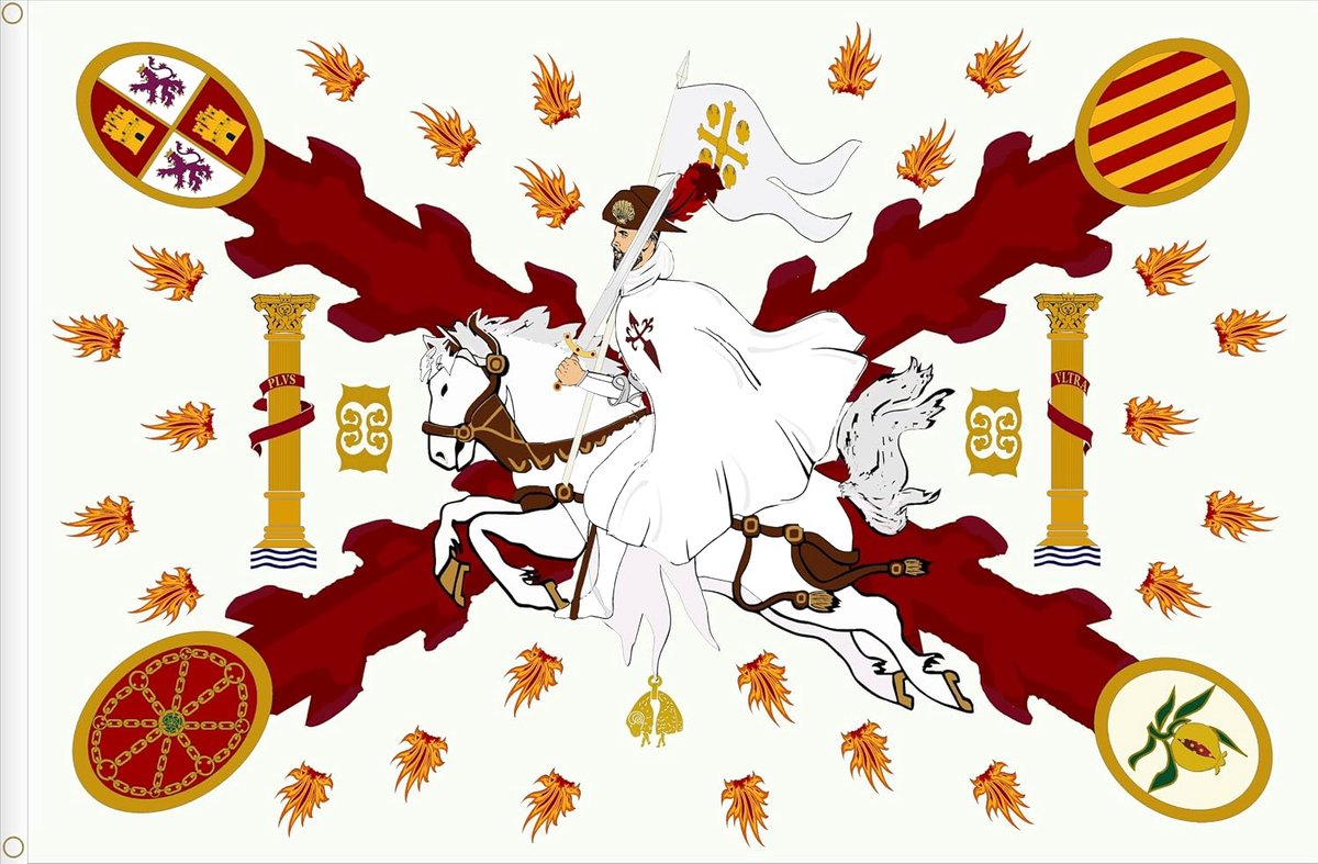 Vlag van SANTIAGO, Patron uit Spanje, hoogwaardig satijn, groot formaat, 150 x 90 cm