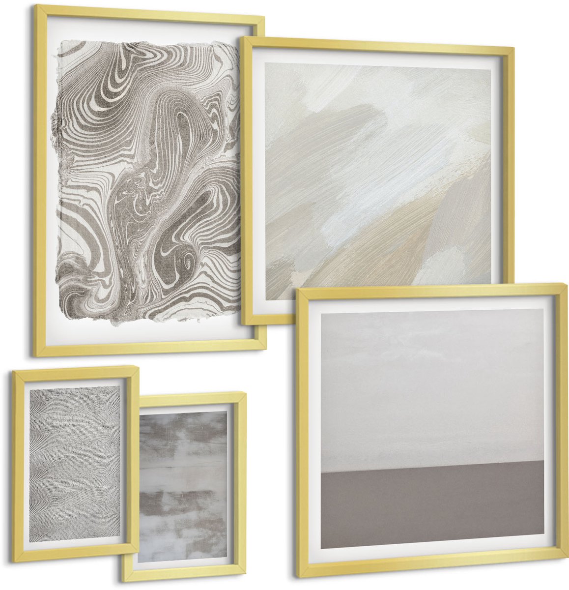 Coloray 5-Delige Schilderij Set - Industriële Abstracte Structuren Ontwerpen - 50 x 50 cm, 20 x 30 cm En 40 x 60 cm - Muurdecoratie - Interieur Decoratie