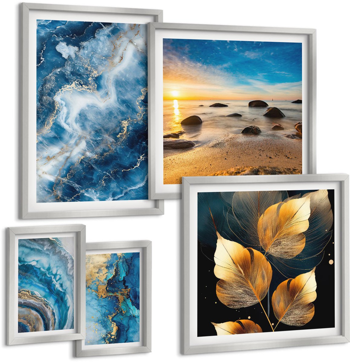 Coloray 5-Delige Schilderij Set - Portret Van Een Vrouwenoog Abstracte Kleuren Emoties - 20 x 30 cm - Wanddecoratie - Woonkamer Decoratie - Stijlvolle Muurdecoratie