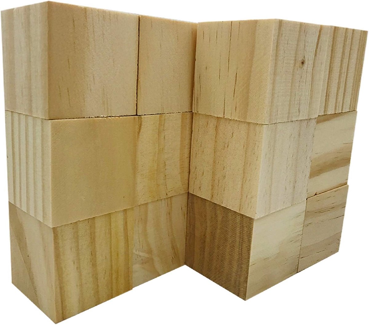 Houten kubussen 5 x 5 x 5 cm, doe-het-zelf houten vierkante natuurlijke decoratie grenen vierkante blokken, perfect voor postzegels, cijfers, kunst en ambachten
