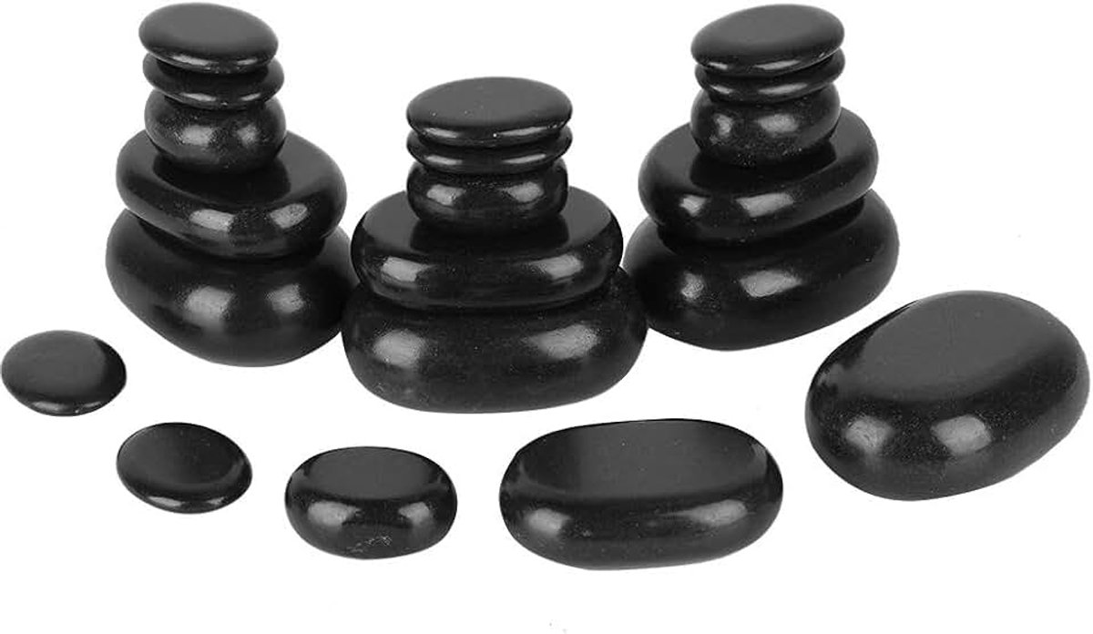 Dailygoods- Massagestenen Professionele Set - 20 Stuks - Hotstone Massage - Etherische Oliën - Ontspanning - Vermindert Stress - Verbetert Slaapkwaliteit - Massagekit