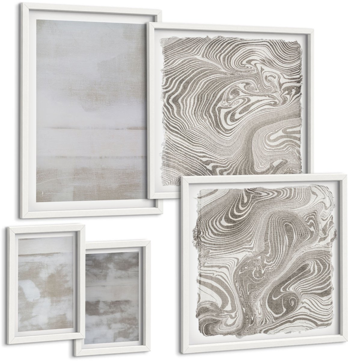 Coloray 5-Delige Schilderij Set - Versleten Texturen, Moderne Industriële Stijl - 50 x 50 cm, 20 x 30 cm En 40 x 60 cm - Muurdecoratie - Wanddecoratie - Slaapkamer - Woonkamer Decoratie