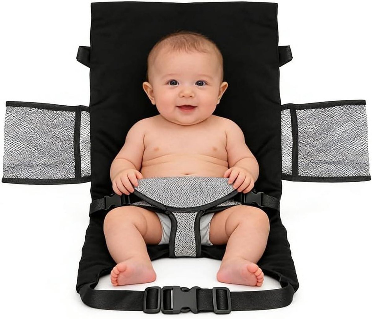 Baby Vliegtuigbed - Reisbed Peuter - Comfortabel Slapen - Inklapbaar Design - 0-3 Jaar - Grijs