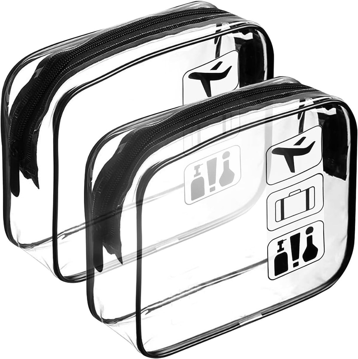 Toilettas - Zwart - 20,5 x 5 x 15,5 cm - Waterdichte PVC Reistoilettas - Voor Vrouwen en Mannen