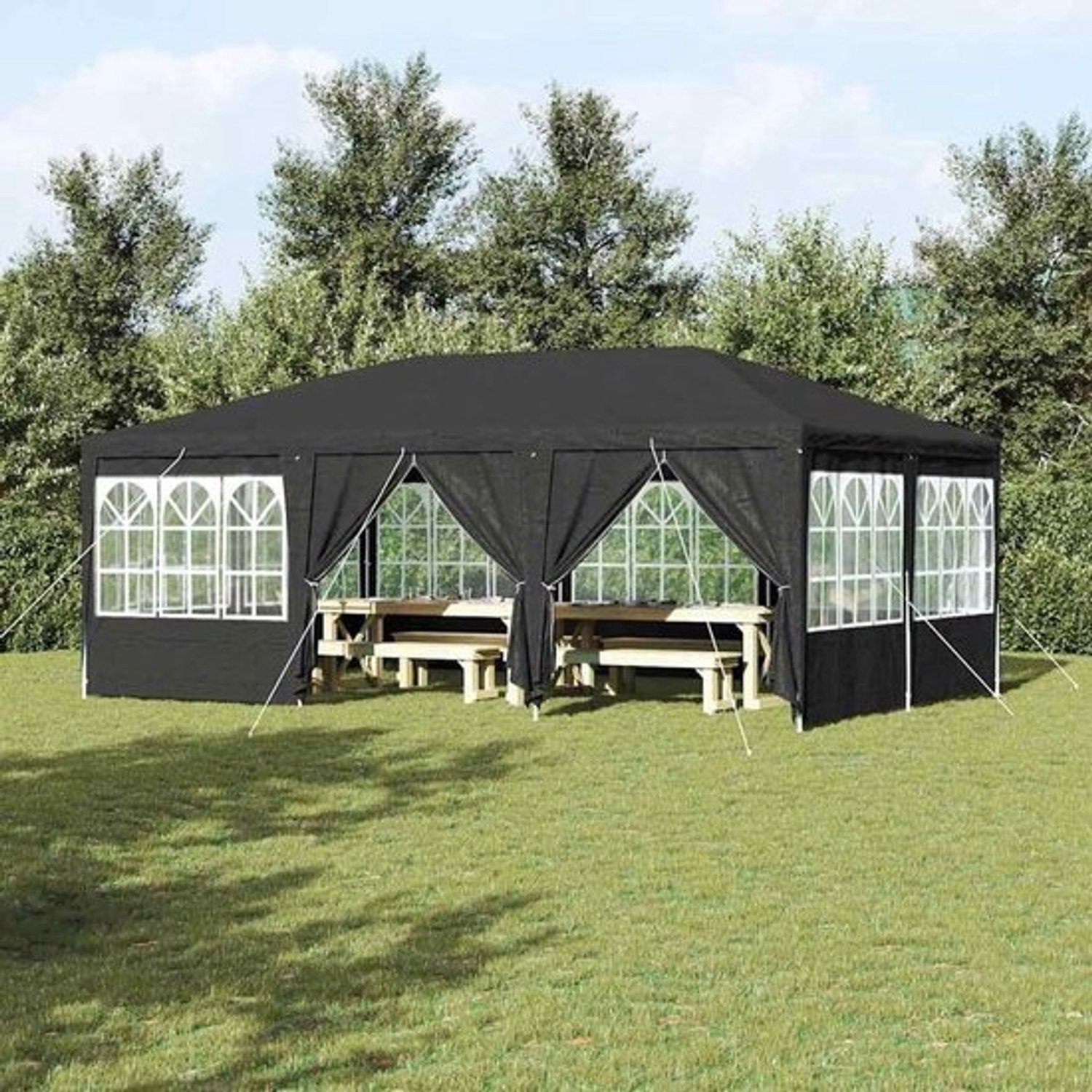 Partytent - Feest- en tuintent - Voor buitenbijeenkomsten - UV- en waterbestendig PE - 600 x 400 x 266 cm - Antraciet