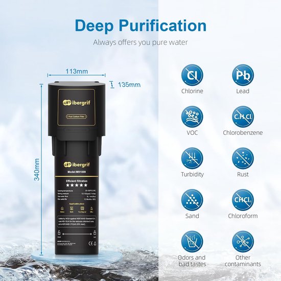 Waterfilter Systeem Onder De Wasbak - Tankloos - 12000 Liter Capaciteit - Polypropyleen - Zwart - Voor Keuken En Badkamer — afbeelding 2