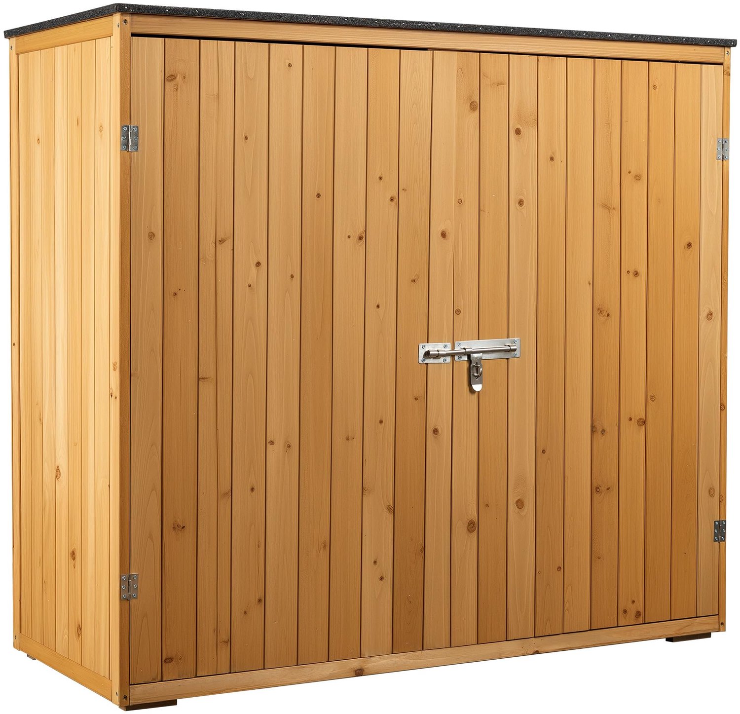Houten Tuinkast 136 x 58 x 127 cm - Tuinberging met Dubbele Deuren - Gereedschapskast voor Tuinbenodigdheden en Gereedschap - Naturel