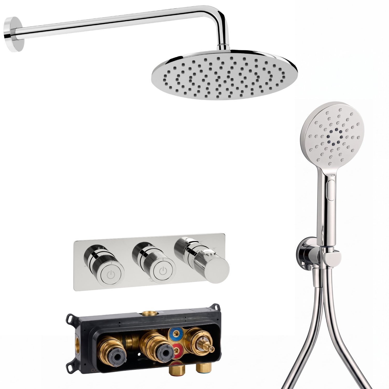 Ben Engraved Line inbouw regendoucheset slim 3-greeps met 4 straalsoorten chroom