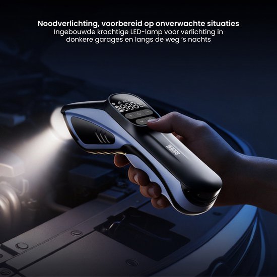 AdroitGoods Elektrische Bandenpomp - Draadloze Luchtcompressor - 150 PSI - 120W - Auto, Fiets, Motor en Bal - Oplaadbaar - Digitale Drukmeter - LED - Zwart — afbeelding 5