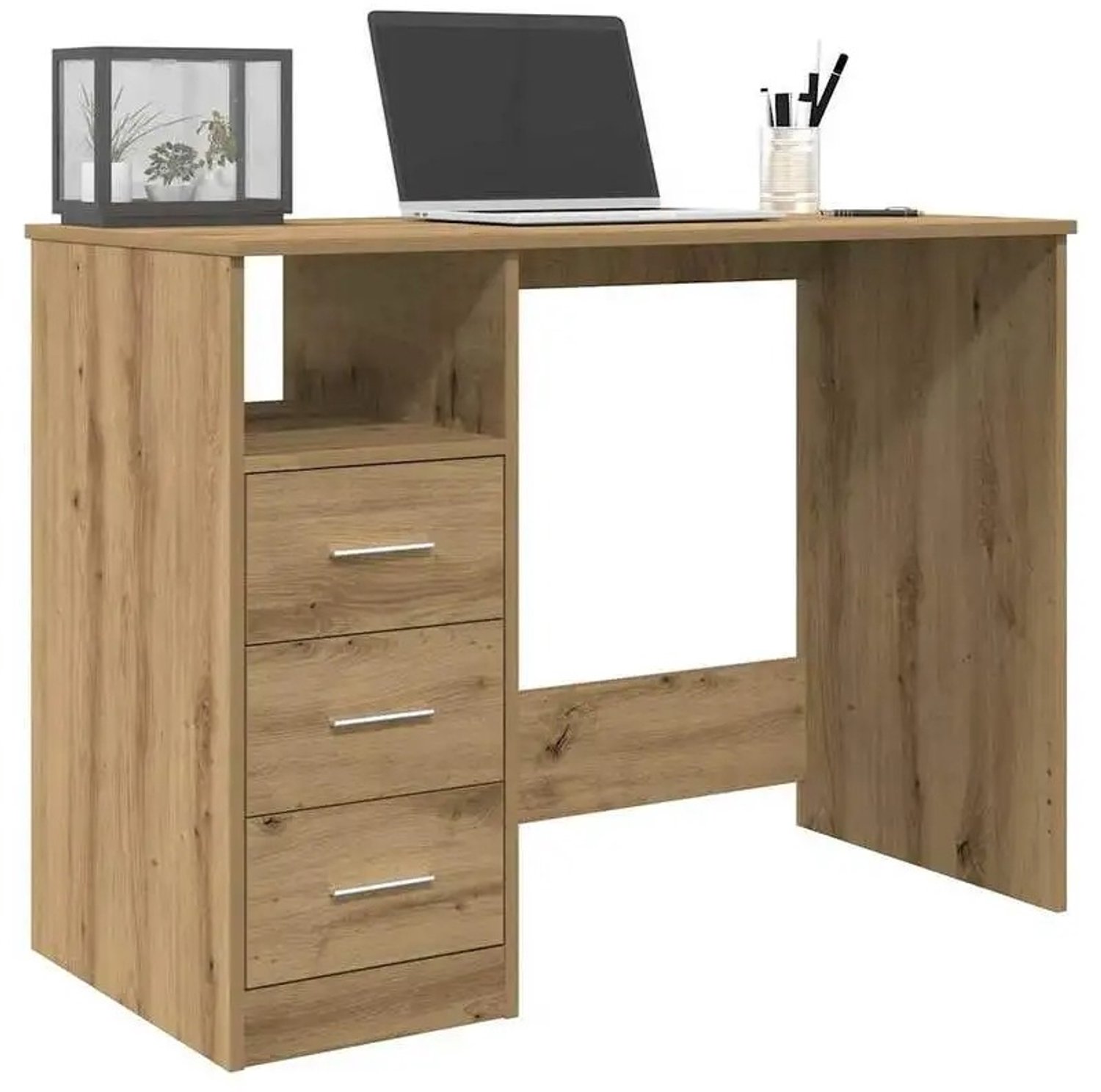 Saska bureau met 3 laden - eikenlook - 102 × 50 × 76 cm