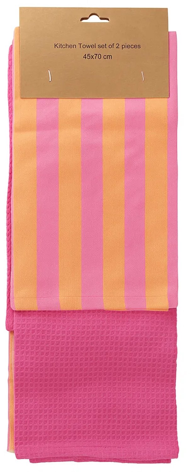 EH Excellent Houseware - Keukenhanddoeken set TELA, 2 stuks, katoen - oranje
