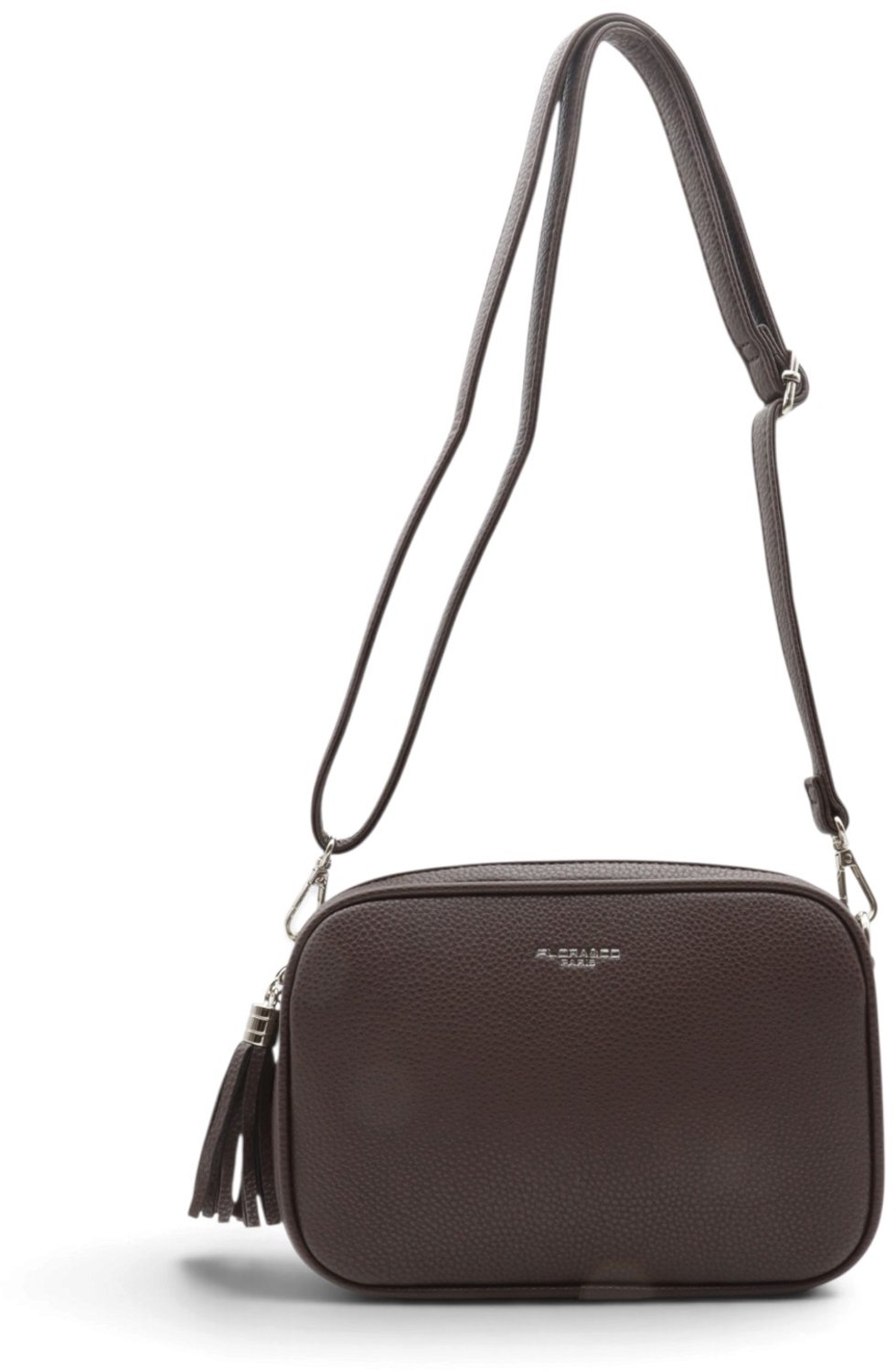 Flora&Co - KAEL - zacht generfd imitatieleer - crossbody handtas dames- 2 vakken met rits - lange instelbare riem - chocolat/bruin