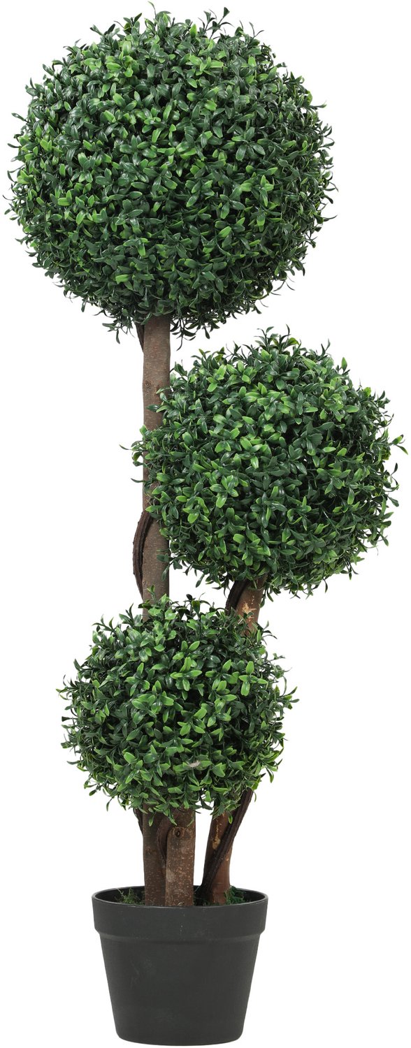 Homona Kunstplant buxusbol - Met 3 bollen - UV-bestendig - 100 cm - Groen