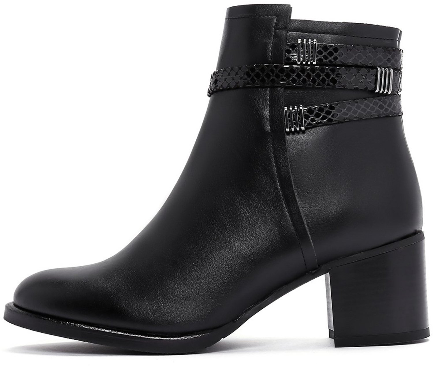 DERIMOD Heeled Ankle Boots Imitation Leather Heeled Ankle Boots