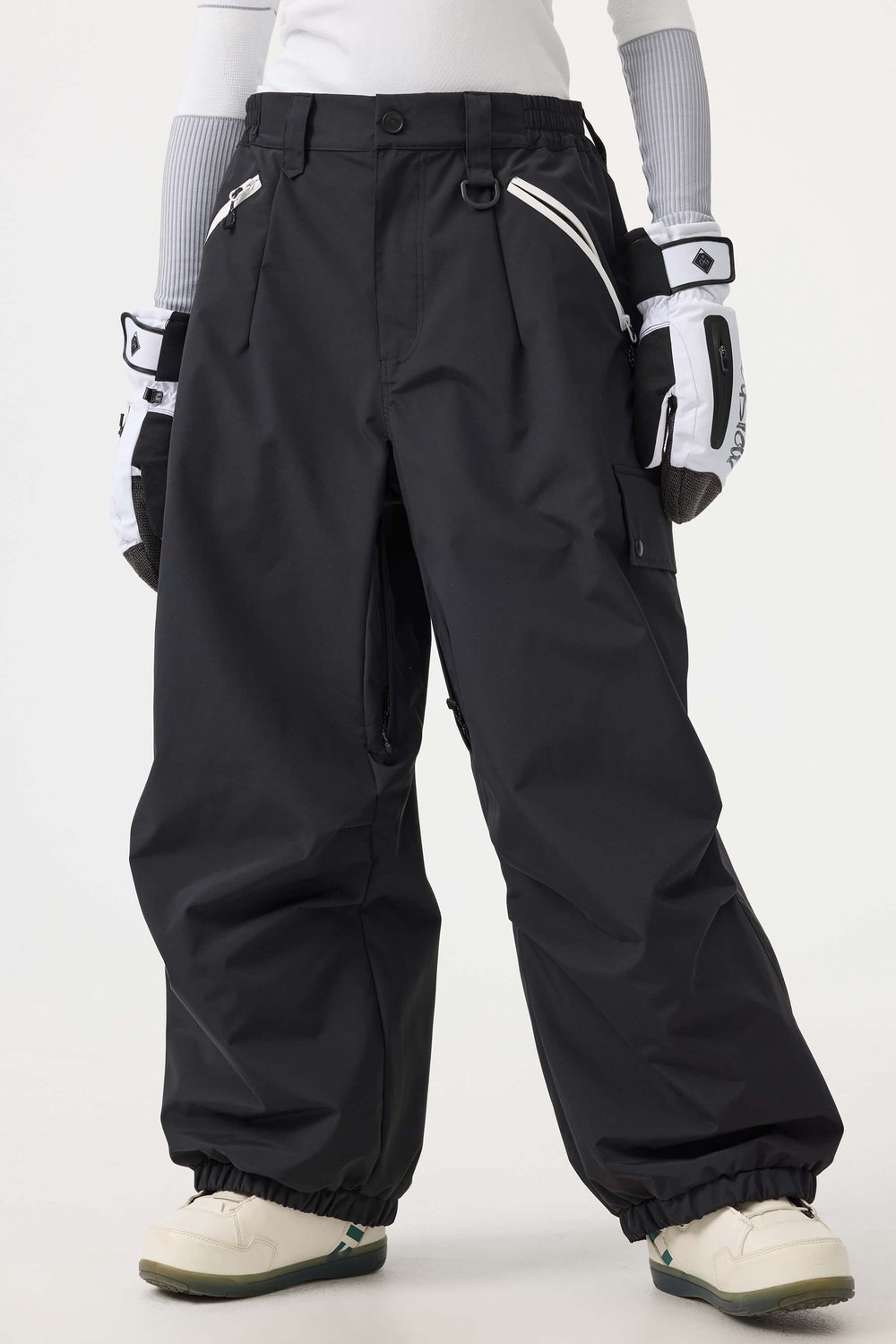GSOU SNOW - Dames Skibroek - baggy ski - en snowboardbroek - 20K waterdicht - Waterdicht en Slijtvast - Zwart - Maat XXL