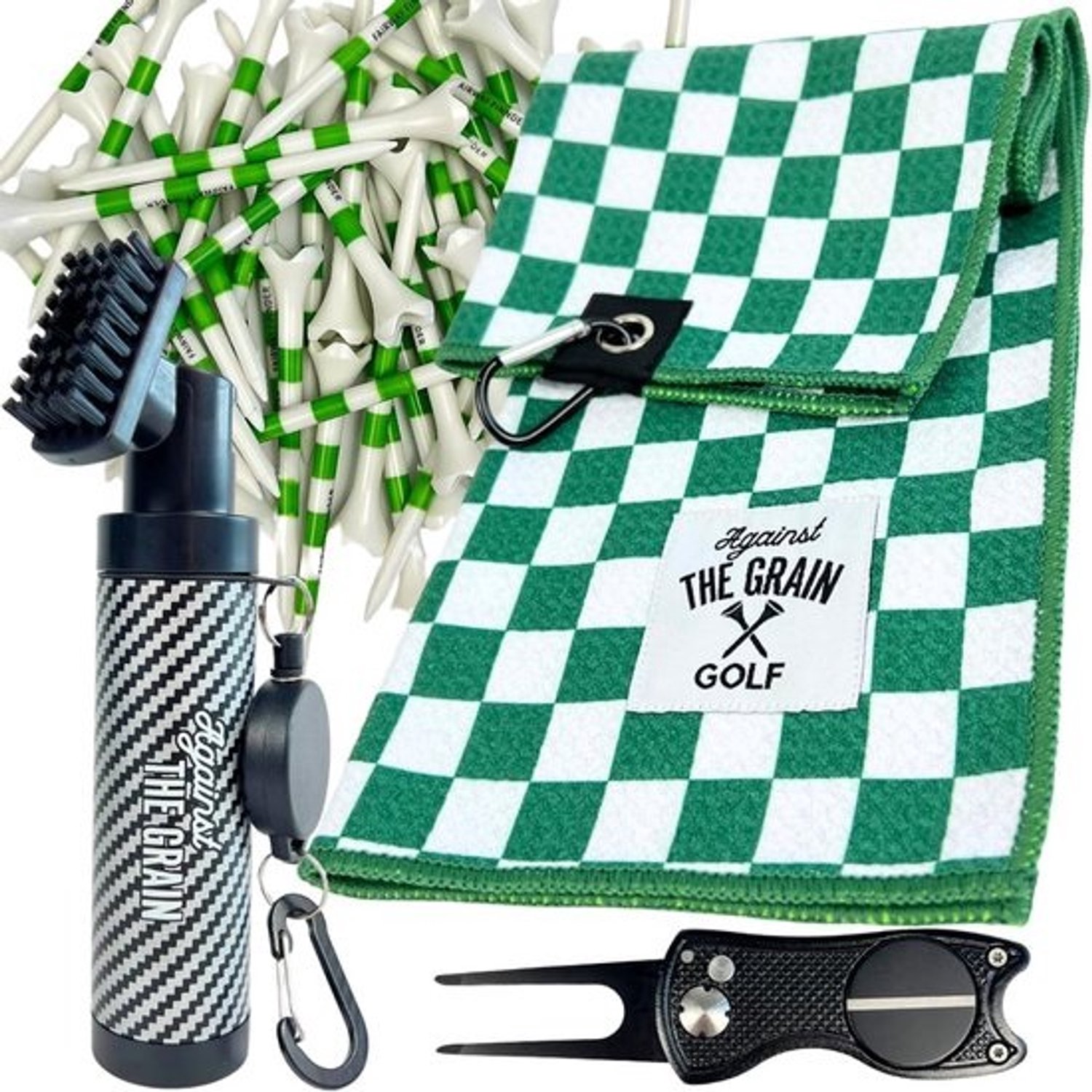 Golfclub-reinigingsset met waterborstel, tees en handdoek - complete golfaccessoires