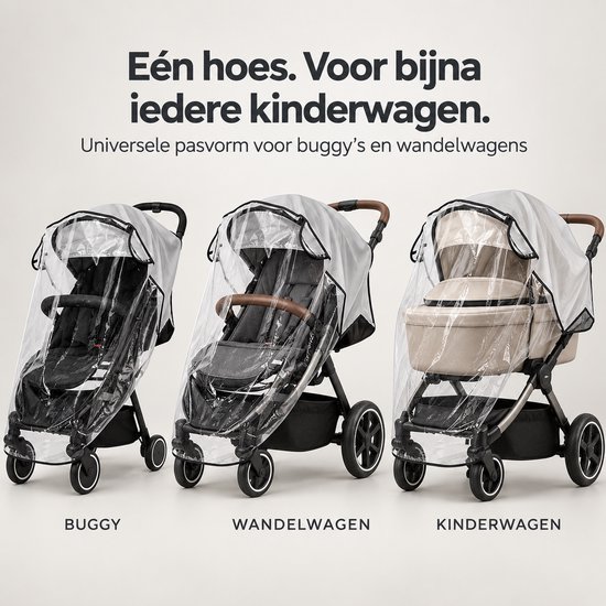 Clerby - Regenhoes Kinderwagen Universeel - Wandelwagen - Buggyhoes - Waterdicht - Transparant — afbeelding 5