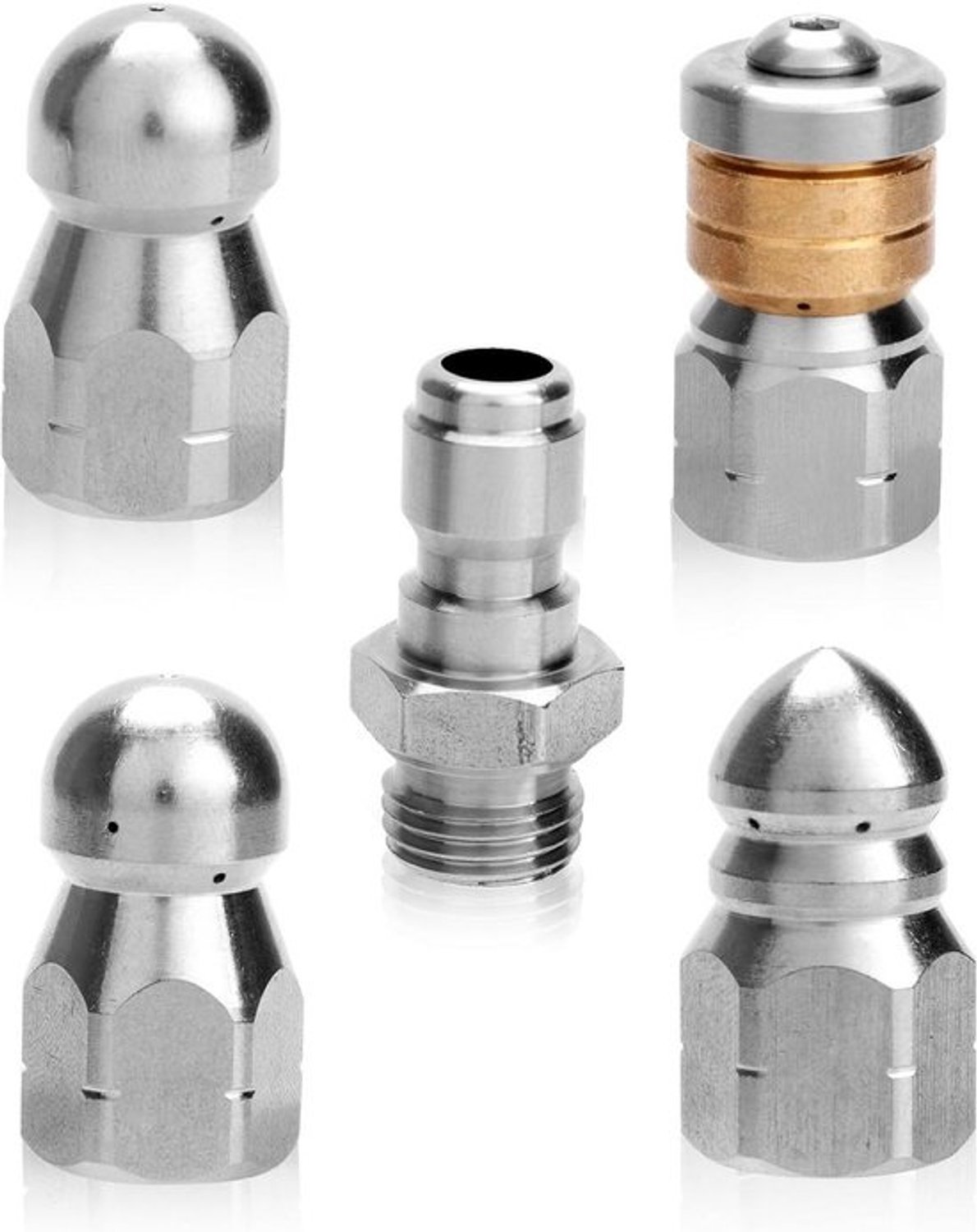 4-delige rioolreinigingsset - Sproeiers en 1/4" NPT-koppeling - Voor hogedrukreiniger