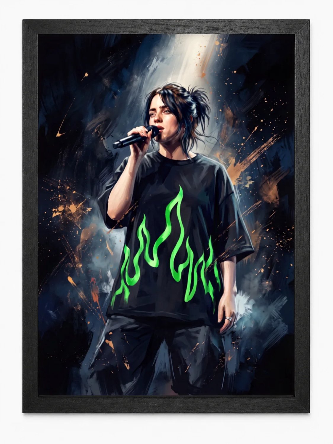 Billie Eilish Poster | Artistieke Muziekposter | Inclusief Zwarte A4 Lijst