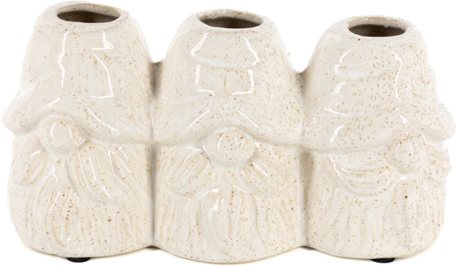 Aardewerk vaas Triple Santa beige