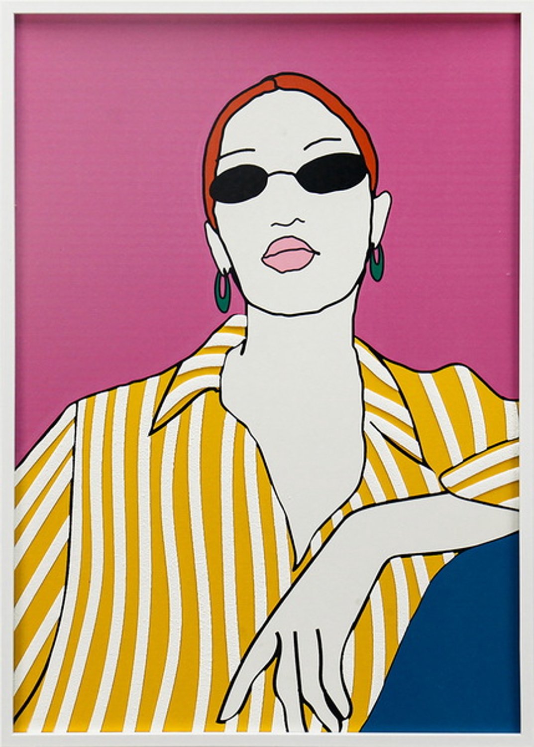 Schilderij line art vrouw met relief 50x70cm