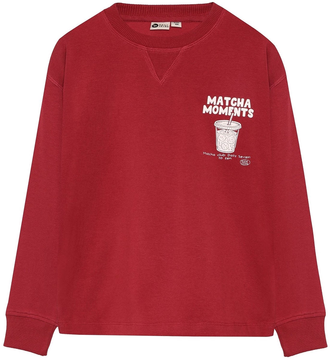 Daily7 - T-shirt Longsleeve Chest print - 4653 Rythmic Red - Maat 80