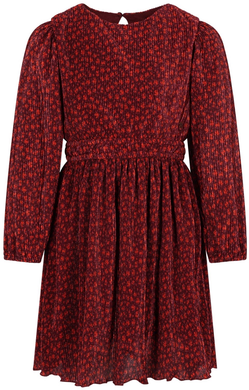 NONO - Mamai Autumn Flower Plissee Dress - Bordeaux - Maat 104