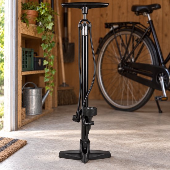 Fietspomp met Manometer - 11 Bar - Slang 95 cm - Dubbele Pompkop - Zwart — afbeelding 5
