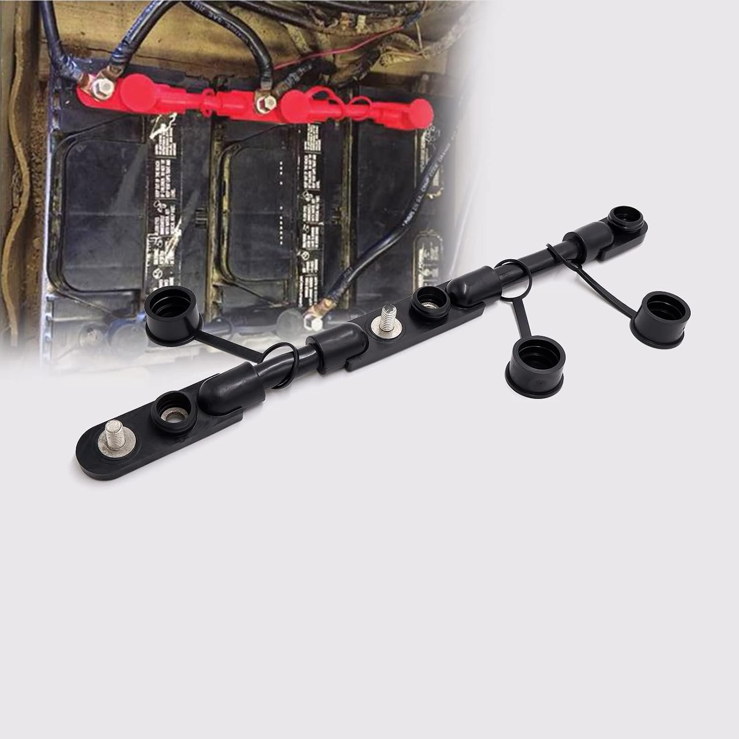 Batterijkabel 8" 1/0 - Multi-Overmolded - Zwart Negatief - Netjes ordenen van batterijen - m-winkel