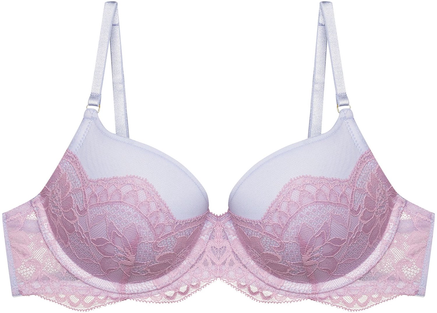 ESOTIQ Samara Bloovii - Push-upbeha - Lichtblauw en roze - Bloemenkant Lichtblauw;Roze
