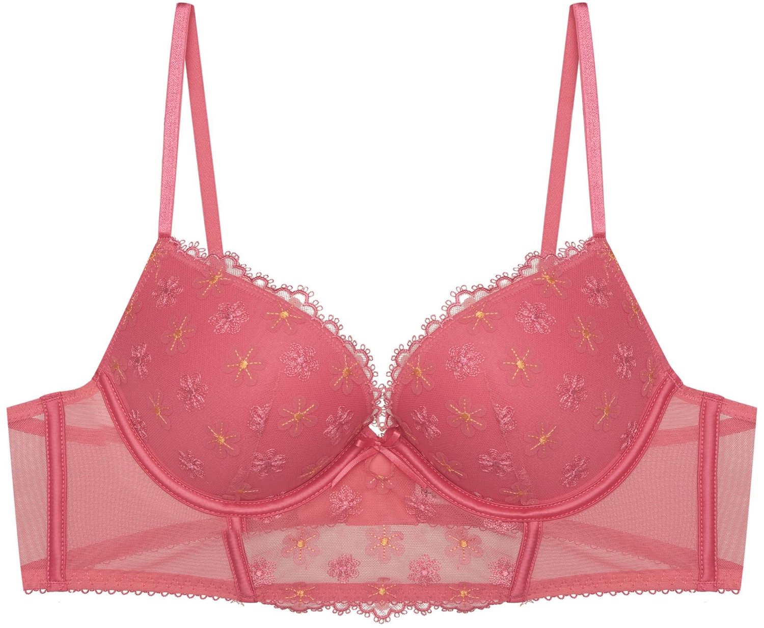 ESOTIQ Bloomy - Push-upbeha - Felroze - Bloemenprint - Strikdetail