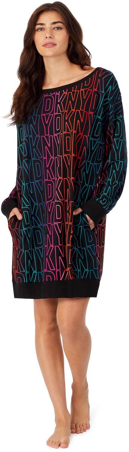 ESOTIQ DKNY Cozy Jersey - Nachthemd - Zwart