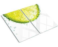 Tulup Glazen Snijplank - Kalkwater, Groente - 2x30x52 - Rechthoekig - Hittebestendig - Keukenaccessoires - Snijplank Voor Keuken - Snijplank Glas - Glazen Snijplanken - Kookaccessoires - Keuken - Snijplank Met Print