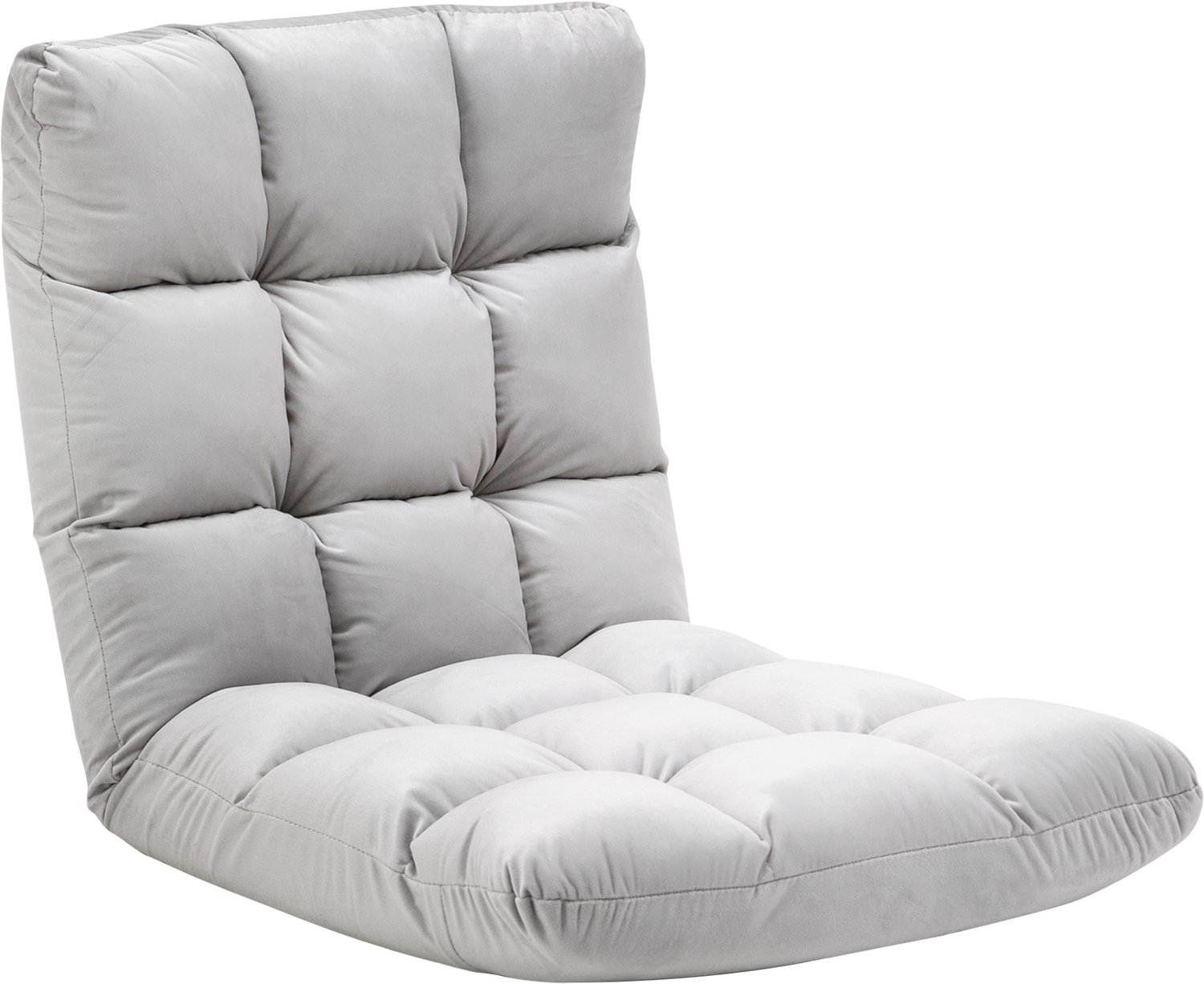 Homona 3-in-1 vloerfauteuil - Met 13-standen rugleuning en 12 cm dikke vulling - Polyester flanel - 55 x 71 x 53,5 cm - Grijs