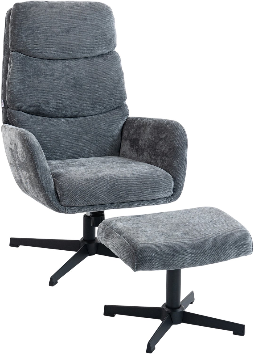 Homona Relaxfauteuil met voetenbank - Met schommelfunctie - Linnenlook - 75 x 66 x 99 cm - Grijs