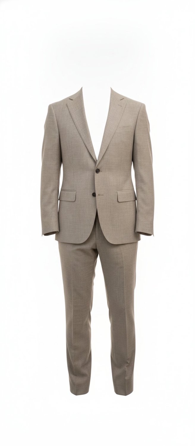 2-delig Pak Mid Beige Sharkskin - Mister Steven - De Heerenkamer Utrecht