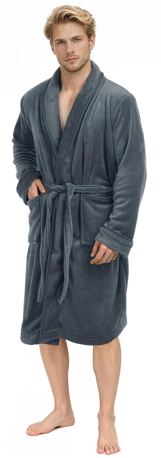 Heren Badjas - Zachte Fleece Badjas met Sjaalkraag - Warm en Comfortabel - Luxe Loungewear voor Thuis en Nachtwear