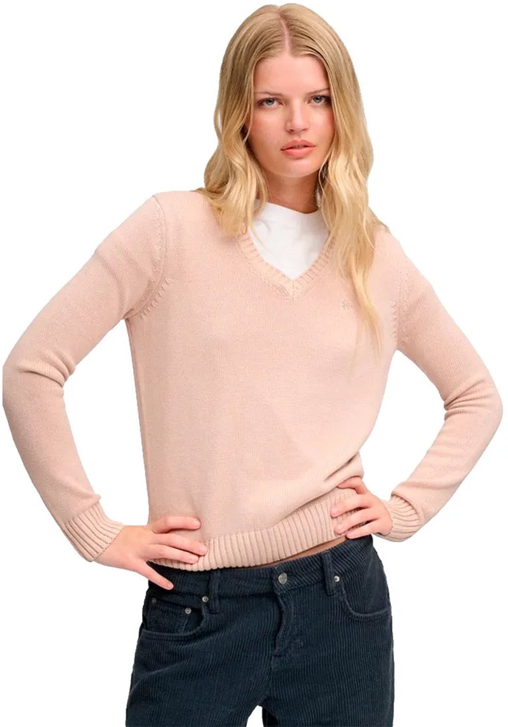 Superdry Gewassen V-hals Trui Dames Sweaters Rose Dust